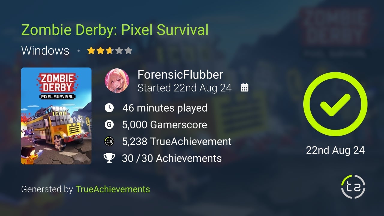 Zombie Derby Pixel Survival achievement summary